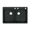 33-in D x 22-in W x 9.063-in H Granite Dual Mount Double Bowl Kitchen Sink with 3-Hole in Nero