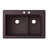 QZ03322LD.170-2C 33-in D x 22-in W x 9.5-in H Granite Dual Mount Double Bowl Kitchen Sink with 2-Hole in Espresso