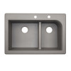 QZ03322LD.173-2D 33-in D x 22-in W x 9.5-in H Granite Dual Mount Double Bowl Kitchen Sink with 2-Hole in Metallico