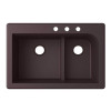 QZ03322LD.170-3C 33-in D x 22-in W x 9.5-in H Granite Dual Mount Double Bowl Kitchen Sink with 3-Hole in Espresso