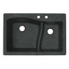 QZ03322LS.077-2B 33-in D x 22-in W x 5.625-in H Granite Dual Mount Double Bowl Kitchen Sink with 2-Hole in Nero