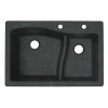 33-in D x 22-in W x 5.625-in H Granite Dual Mount Double Bowl Kitchen Sink with 2-Hole in Nero