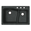 33-in D x 22-in W x 5.625-in H Granite Dual Mount Double Bowl Kitchen Sink with 3-Hole in Nero