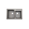 QZRC-3322-173 33-in D x 22-in W x 9.563-in H Granite Dual Mount Double Bowl Kitchen Sink with 1-Hole in Metallico