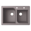 QZ03322RC.173-2B 33-in D x 22-in W x 9.563-in H Granite Dual Mount Double Bowl Kitchen Sink with 2-Hole in Metallico