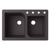 33-in D x 22-in W x 9.563-in H Granite Dual Mount Double Bowl Kitchen Sink with 4-Hole in Nero