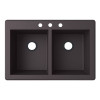 33-in D x 22-in W x 9.563-in H Granite Dual Mount Double Bowl Kitchen Sink with 3-Hole in Nero