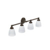 4 Light Bathroom Vanity Light with Frosted Shades in Oil Rubbed Bronze