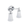 2 Light Bathroom Sconce with Frosted Shades in Chrome