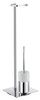 FK322P Toilet Roll Holder (Freestanding)/Toilet Brush With Porcelain Glass Container in Polished Chrome/White Porcelain