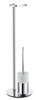 Toilet Roll Holder (Freestanding)/Toilet Brush with Porcelain Glass Container in Polished Chrome/White Porcelain