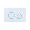 Dual Button Push Plate with Round Buttons for In-Wall Tank Systems in Matte White