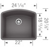 20.813-In X 24-In Single-Basin Granite Undermount Residential Kitchen Sink in Cinder