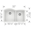 20.843-In X 32-In Double-Basin Granite Undermount Residential Kitchen Sink in White 20.843-In X 32-In Double-Basin Granite Undermount Residential Kitchen Sink in White