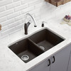 19.25-In X 32-In Double-Basin Granite Undermount Residential Kitchen Sink in Cinder