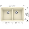 19.25-In X 32-In Double-Basin Granite Undermount Residential Kitchen Sink in Biscuit