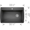 22-In X 33.5-In Single-Basin Granite Drop-In Or Undermount 1-Hole Residential Kitchen Sink in Anthracite