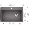 22-In X 33.5-In Single-Basin Granite Drop-In Or Undermount 1-Hole Residential Kitchen Sink in Cinder