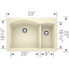 Blanco 440201 Diamond 22-In X 33-In Double-Basin Multi-Mount 1-Hole Kitchen Sink
