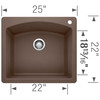 22-In X 25-In Single-Basin Granite Drop-In Or Undermount 1-Hole Residential Kitchen Sink in Cafe Brown