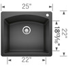 22-In X 25-In Single-Basin Granite 1-Hole Residential Kitchen Sink in Anthracite