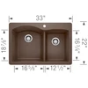 22-In X 33-In Double-Basin Granite Drop-In Or Undermount 1-Hole Residential Kitchen Sink in Cafe Brown