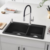 440215 22-In X 33-In Double-Basin Granite Drop-In Or Undermount 1-Hole Residential Kitchen Sink in Anthracite