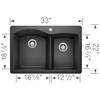 440215 22-In X 33-In Double-Basin Granite Drop-In Or Undermount 1-Hole Residential Kitchen Sink in Anthracite