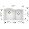 32-In X 20.875-In Double-Basin Granite Undermount 2-Hole Residential Kitchen Sink in White