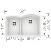 32-In X 20.875-In Double-Basin Granite Undermount Residential Kitchen Sink in White