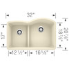 32-In X 20.875-In Double-Basin Granite Undermount Residential Kitchen Sink in Biscuit