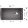 18.5-In X 33.5-In Single-Basin Granite Undermount Residential Kitchen Sink in Cinder