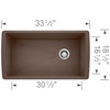 18.5-In X 33.5-In Single-Basin Granite Undermount Residential Kitchen Sink in Cafe Brown
