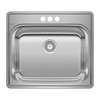 22-In X 25-In Single-Basin Stainless Steel Drop-In 3-Hole Residential Kitchen Sink in Brushed satin