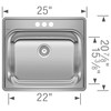 22-In X 25-In Single-Basin Stainless Steel Drop-In 3-Hole Residential Kitchen Sink in Brushed satin