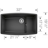 19.5-In X 32-In Single-Basin Granite Undermount Residential Kitchen Sink in Anthracite