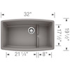 19.5-In X 32-In Single-Basin Granite Undermount Residential Kitchen Sink in Metallic Grey