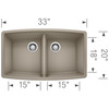 20-In X 33-In Double-Basin Granite Undermount Residential Kitchen Sink in Truffle