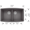 20-In X 33-In Double-Basin Granite Undermount Residential Kitchen Sink in Cinder