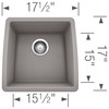 17-In X 17.5-In Single-Basin Granite Undermount Residential Kitchen Sink in Metallic Gray