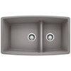 19-In X 33-In Double-Basin Granite Undermount Residential Kitchen Sink in Metallic Gray