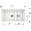 19-In X 33-In Double-Basin Granite Undermount Residential Kitchen Sink in White