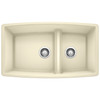 19-In X 33-In Double-Basin Granite Undermount Residential Kitchen Sink in Biscuit