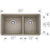 18-In X 33-In Double-Basin Granite Undermount Kitchen Sink in Truffle