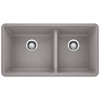 18-In X 33-In Double-Basin Granite Undermount Kitchen Sink in Gray