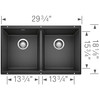 18.12-In X 29.75-In Double-Basin Granite Undermount Kitchen Sink in Anthracite