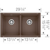 18.12-In X 29.75-In Double-Basin Granite Undermount Kitchen Sink in Cafe Brown