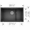 18.125-In X 28.75-In Single-Basin Granite Undermount Residential Kitchen Sink in Anthracite