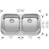 18.5-In X 33.33-In Double-Basin Undermount Kitchen Sink in Stainless Steel
