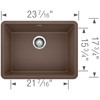 17.75-in x 23.5-in Granite 8.625-in Deep Kitchen Sink, in Cafe Brown